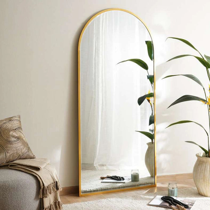 Tiffany Metal Arch Floor Mirror 91X193Cm - Brass Gold