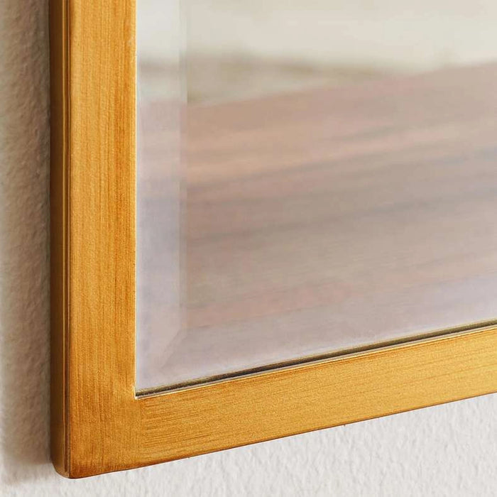 Tiffany Metal Rectangle Wall Mirror 75X1.27X106Cm - Brass Gold