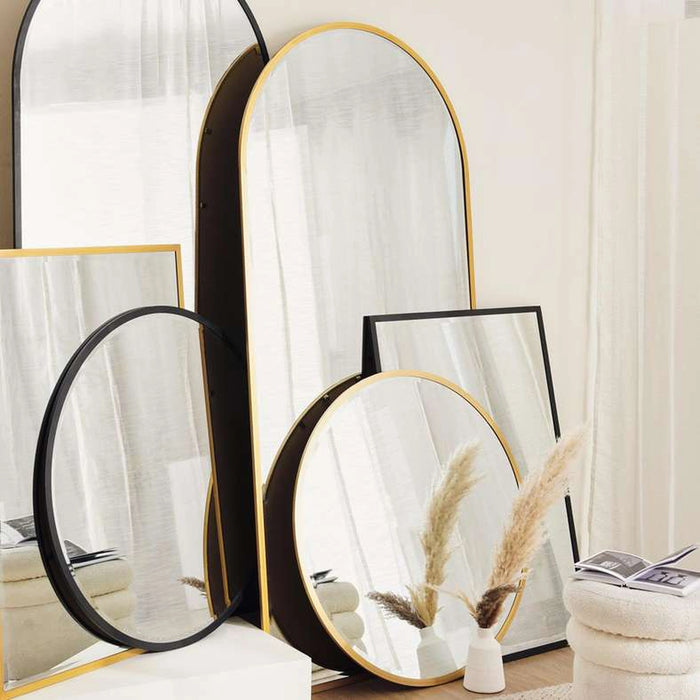Tiffany Metal Rectangle Wall Mirror 75X1.27X106Cm - Brass Gold