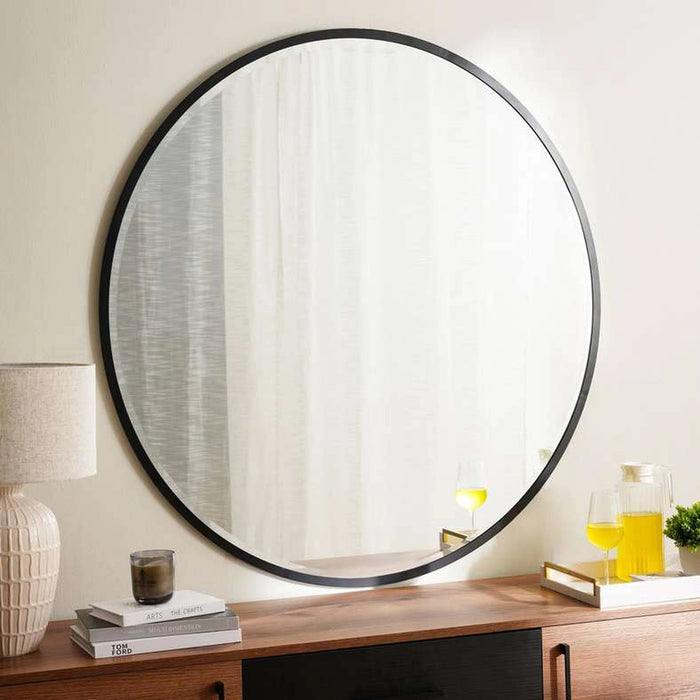 Tiffany Metal Round Wall Mirror Dia 120Cm - Black Nickel