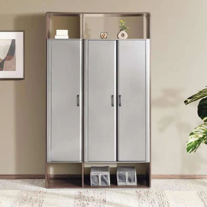 Tinash High 3 Door Wardrobe - Grey & Walnut