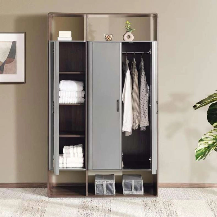 Tinash High 3 Door Wardrobe - Grey & Walnut