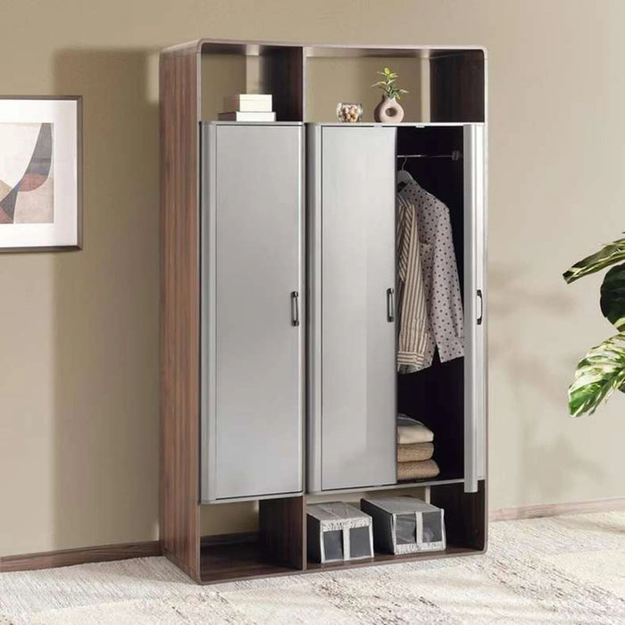 Tinash High 3 Door Wardrobe - Grey & Walnut