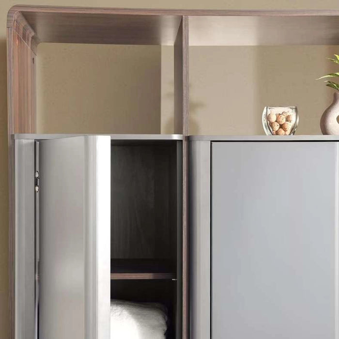 Tinash High 3 Door Wardrobe - Grey & Walnut