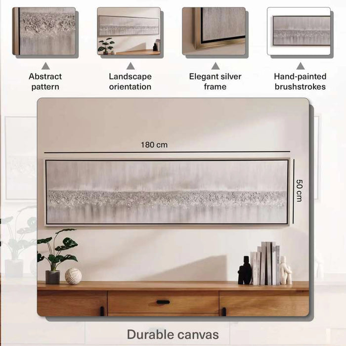 Tinsel Town Framed Canvas Art 180X50Cm - Silver
