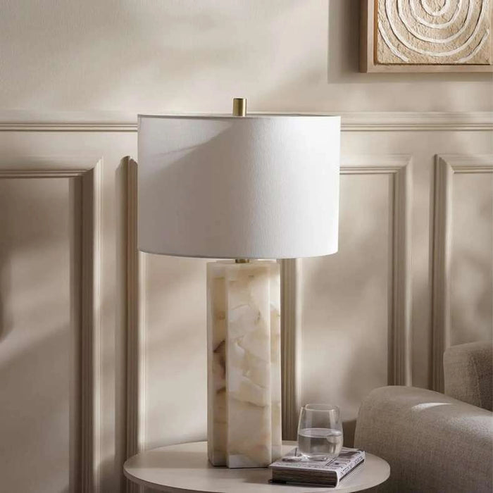 Tirzah E27 Alabaster Table Lamp Dia 38X69Cm - White