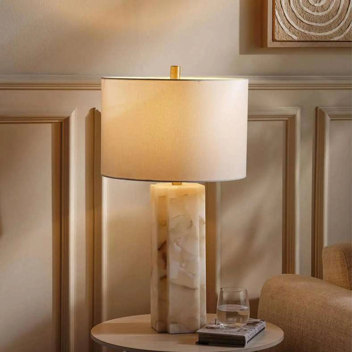 Tirzah E27 Alabaster Table Lamp Dia 38X69Cm - White