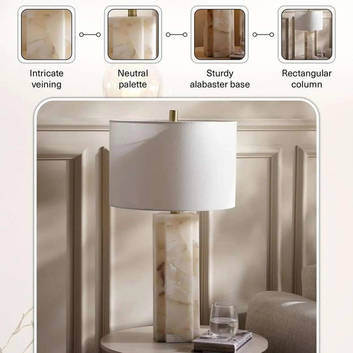 Tirzah E27 Alabaster Table Lamp Dia 38X69Cm - White