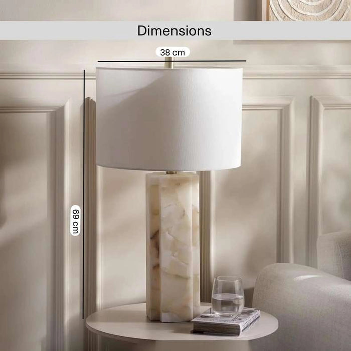 Tirzah E27 Alabaster Table Lamp Dia 38X69Cm - White