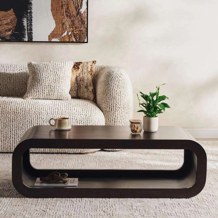 Tolaga Coffee Table Curved Solid Wood - Brown