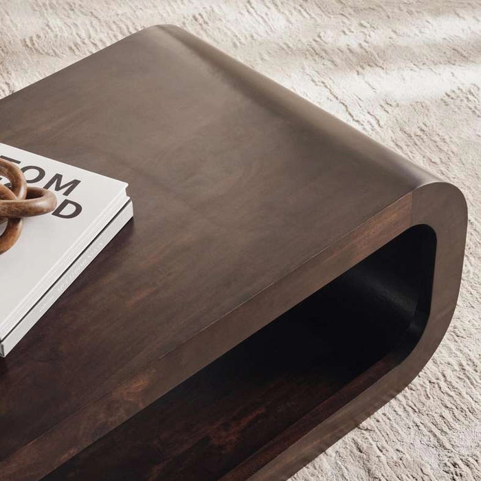 Tolaga Coffee Table Curved Solid Wood - Brown