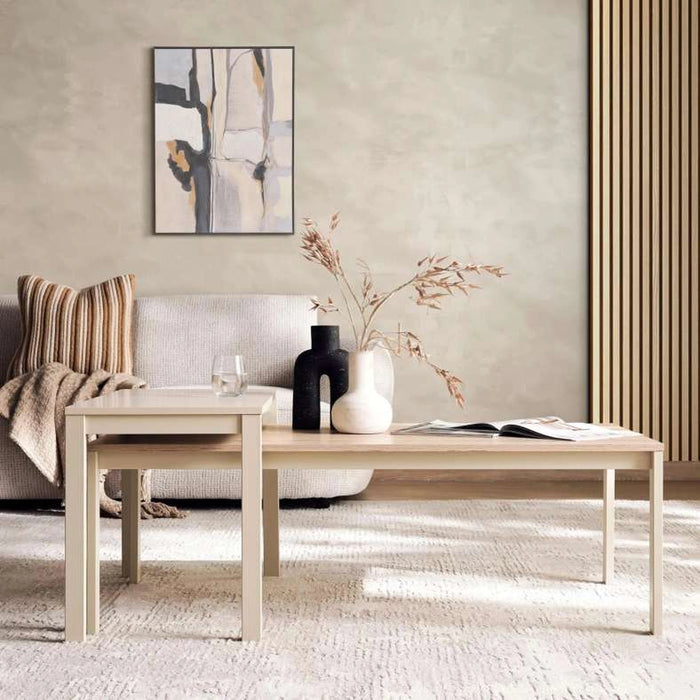 Tommaso Coffee Table Set Of 2 Melamine - Natural & White