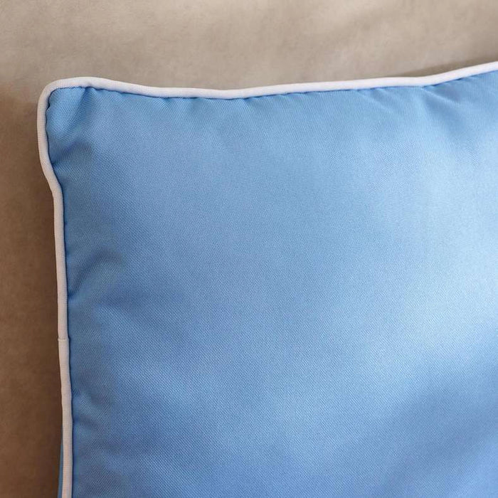 Tonal Water Repellant Outdoor Filled Cushion With Self Piping 50X35Cm - Blue