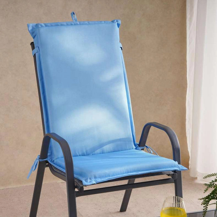 Tonal Water Repellant Printed Outdoor Sun Lounger Seat Pad 45X112X5Cm - Blue