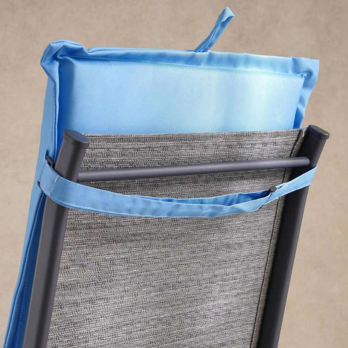Tonal Water Repellant Printed Outdoor Sun Lounger Seat Pad 45X112X5Cm - Blue