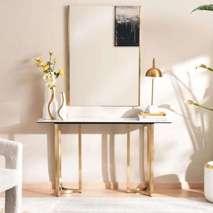 Topsy New Console With Mirror - White Gold