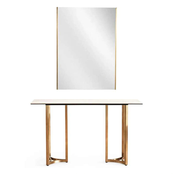 Topsy New Console With Mirror - White Gold