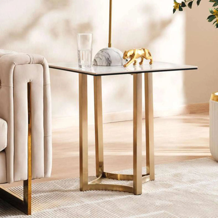 Topsy New End Table - White Gold