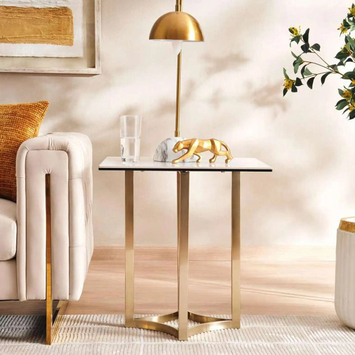 Topsy New End Table - White Gold