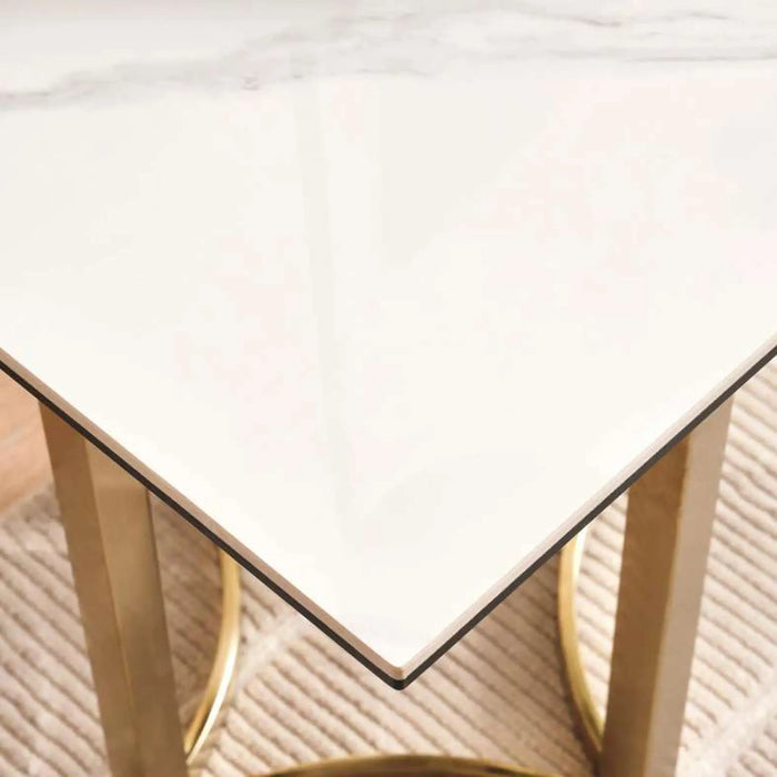 Topsy New End Table - White Gold