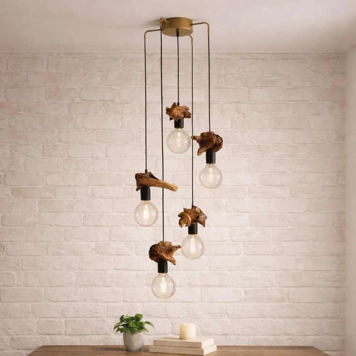 Torch 5-Light E27 Pendant Lamp 45X45X135Cm - Natural