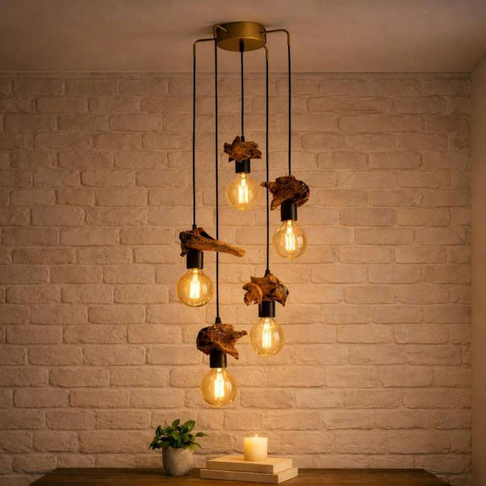 Torch 5-Light E27 Pendant Lamp 45X45X135Cm - Natural