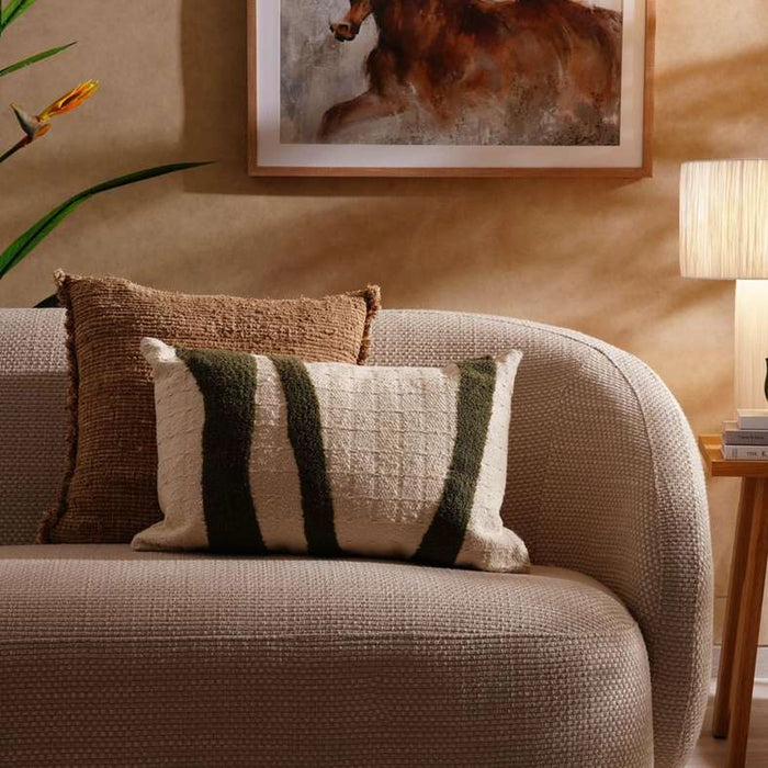 Toren Hand Embroidered Filled Cushion 40X60Cm - Moss Green