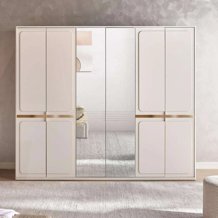 Torino 6 Door Wardrobe - Cream