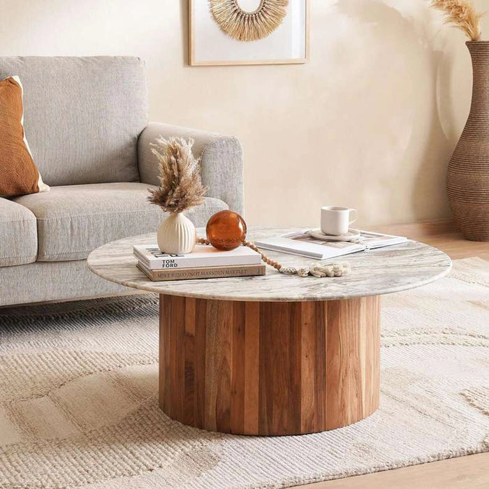 Torkey Coffee Table Large Marble - White & Natural