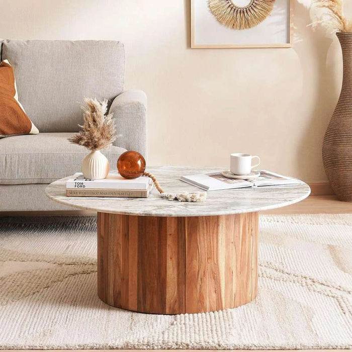 Torkey Coffee Table Large Marble - White & Natural