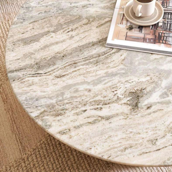 Torkey Coffee Table Large Marble - White & Natural