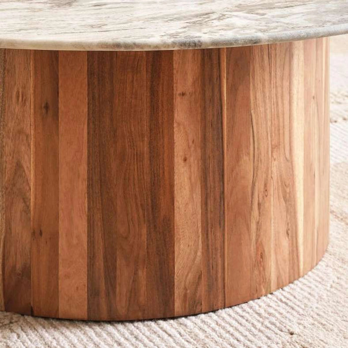 Torkey Coffee Table Large Marble - White & Natural