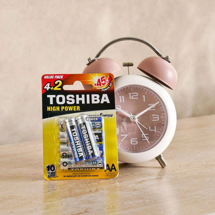 Toshiba High Power Alkaline 1.5V 6-Pieces Battery Aa