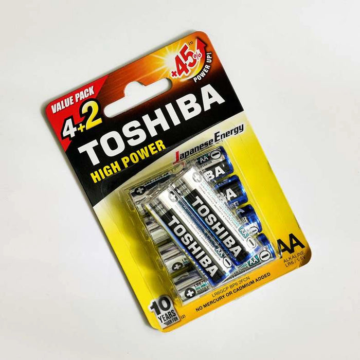 Toshiba High Power Alkaline 1.5V 6-Pieces Battery Aa