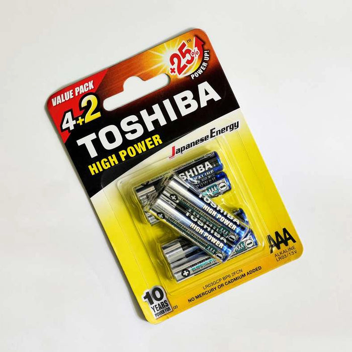 Toshiba High Power Alkaline 1.5V 6-Pieces Battery Aaa