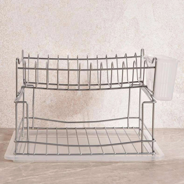 Tovin 2-Tier Dish Rack With Cutlery Holder 24X30X36Cm - Chrome