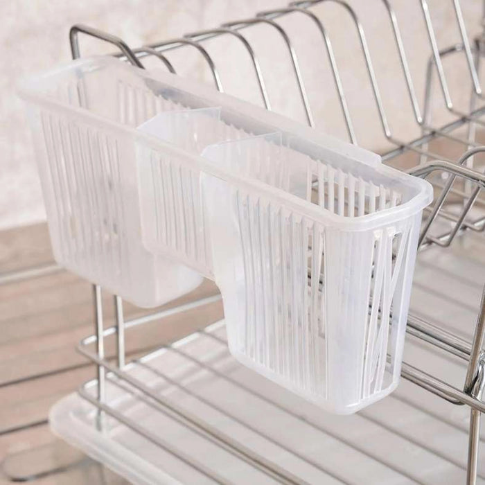 Tovin 2-Tier Dish Rack With Cutlery Holder 24X30X36Cm - Chrome