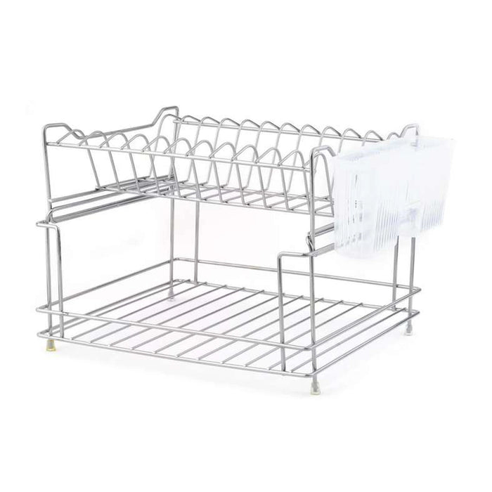 Tovin 2-Tier Dish Rack With Cutlery Holder 24X30X36Cm - Chrome