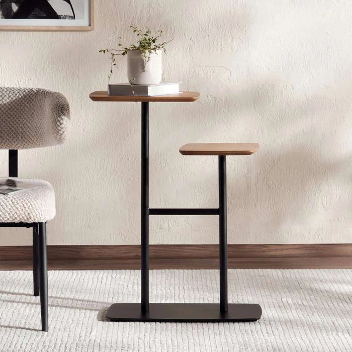 Tower 2 Tier End Table Wood - Natural & Black