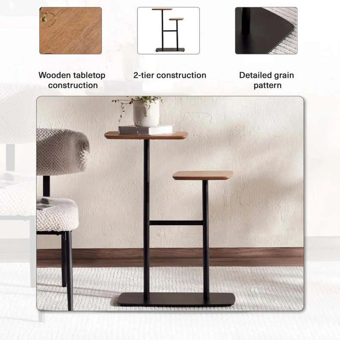 Tower 2 Tier End Table Wood - Natural & Black
