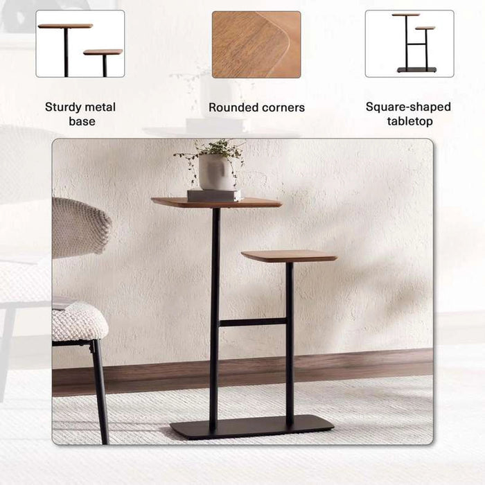 Tower 2 Tier End Table Wood - Natural & Black