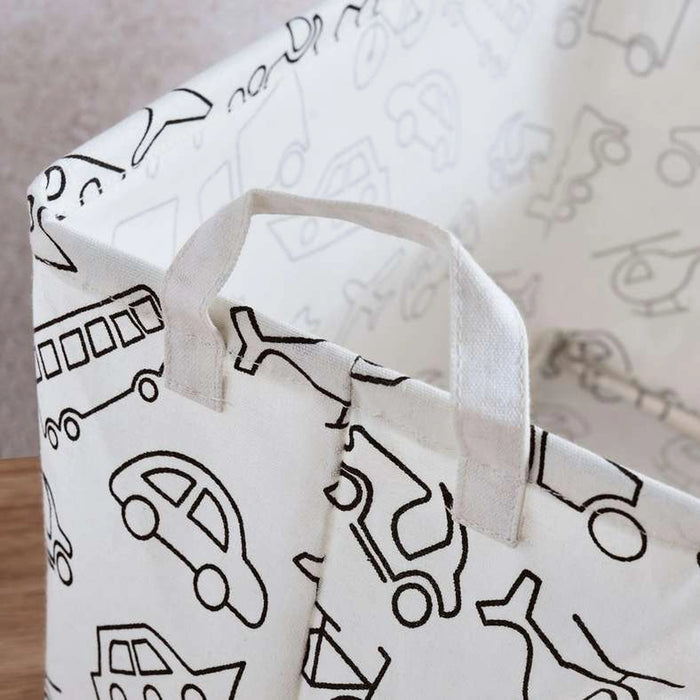 Transport Printed Rectangular Storage Basket 36X26X25Cm - White/Black
