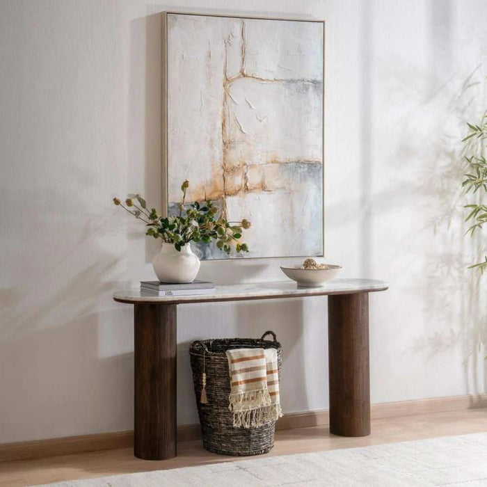 Traosa Console Table Marble - White Brown