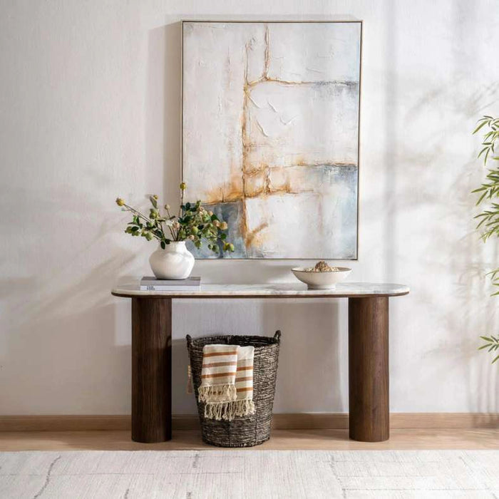 Traosa Console Table Marble - White Brown
