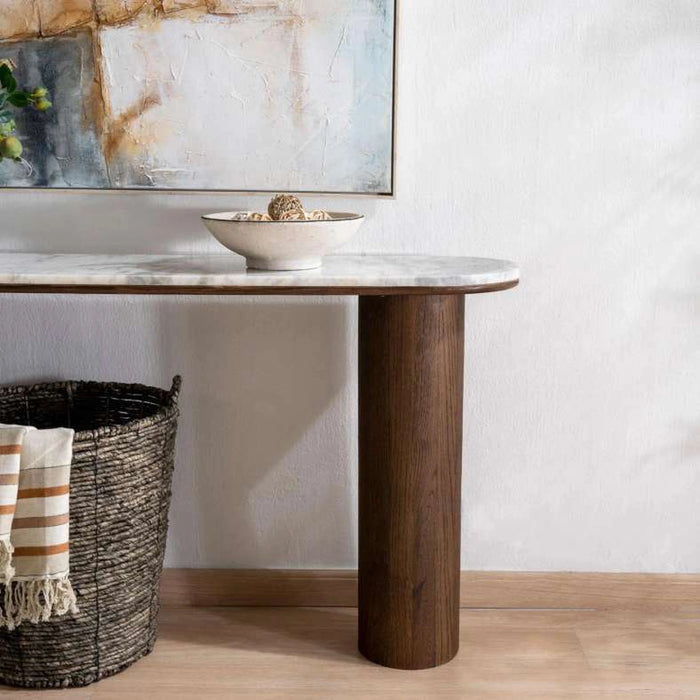 Traosa Console Table Marble - White Brown
