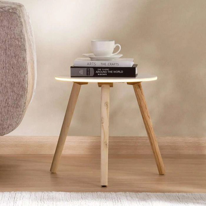 Trellis Accent Table Wood - White & Natural Pan Home