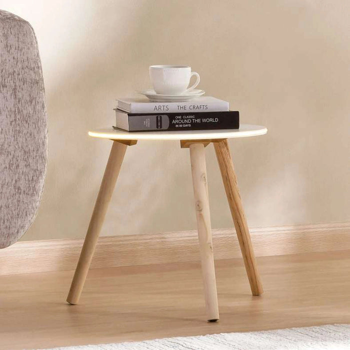 Trellis Accent Table Wood - White & Natural Pan Home
