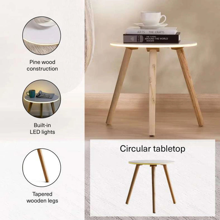 Trellis Accent Table Wood - White & Natural Pan Home