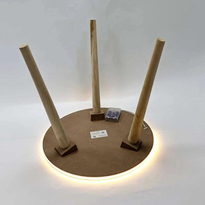 Trellis Accent Table Wood - White & Natural Pan Home