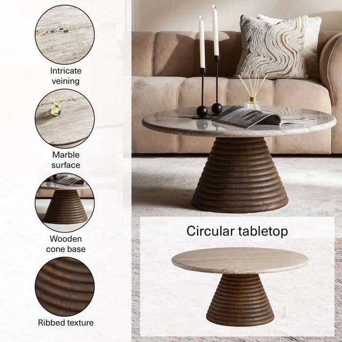 Trevi Coffee Table Marble - Beige & Brown